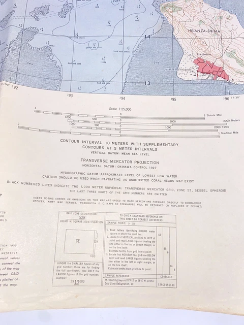 Historical Clearing Kin Kin Map VTG 1958 TRANSVERSE Mercator Projection Map of Kin Se, Okinawa Japan 25 ...