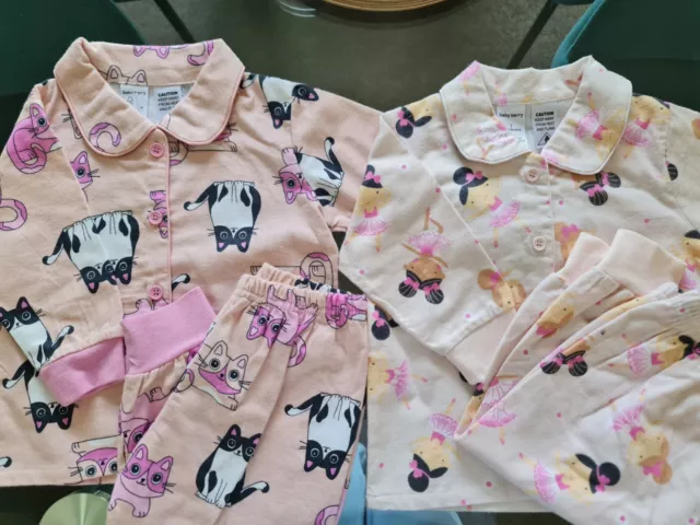 B 116 X 2 Baby girl Size 1 Pj's NEW WITH TAGS
