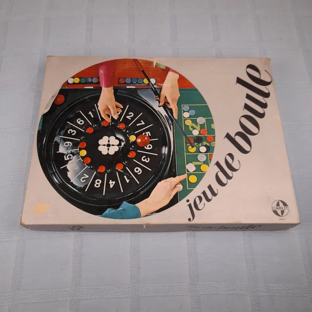 Ancienne Roulette de table JAL en bois noirci avec 1 bille - Jeux & Jouets
