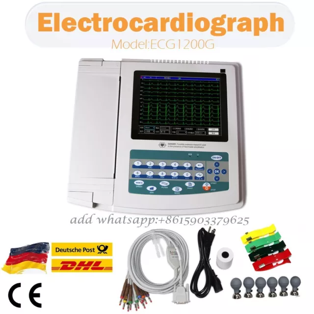 Imprimante d'électrocardiographe de contact de machine d'ECG d'ecg de fil de 12