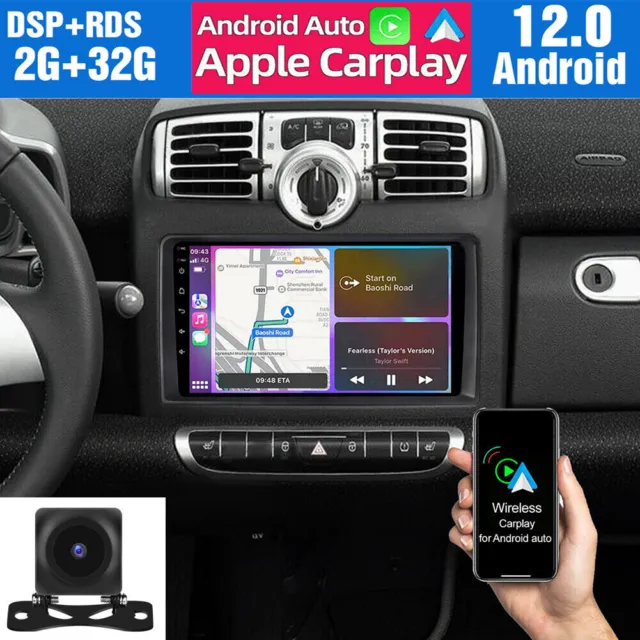 Apple CarPlay Für Smart Fortwo 451 2005-2010 Autoradio GPS Navi FM Android 12.0