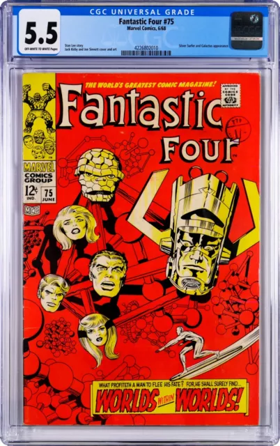 Fantastic Four #75 1968 CGC 5.5 OW/W Crystal Galactus Silver Surfer 4226802010