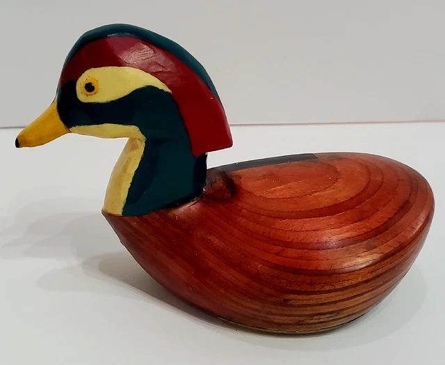 VINTAGE HANDCARVED PAINTED Duck Wood 4 Golf Club Head Folk Art Signed