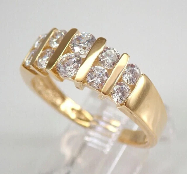 14K Yellow Gold Plated 2.00 Ct Round Cut Lab Created Diamond Wedding Band Ring