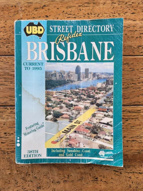 1994 Brisbane UBD Street Directory Refidex, 38th Edition, Vintage Paperback