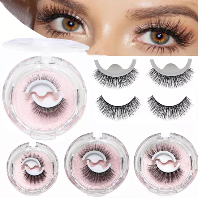 Fake Eyelashes Natural Curly Reusable Self-adhesive False Eyelash 3D Mink Black♡