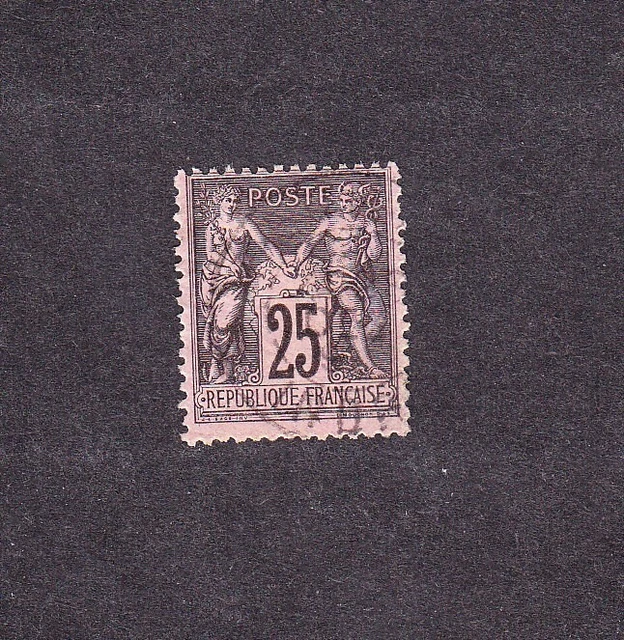 France n°91 SAGE type 2 oblitéré 25c noir sur rouge voir scan 