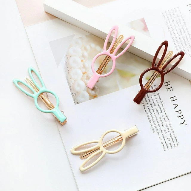 1pc Bunny Ear Hair Clips Solid Alloy Barrettes Clip Kids Fashion Hair Accessorie