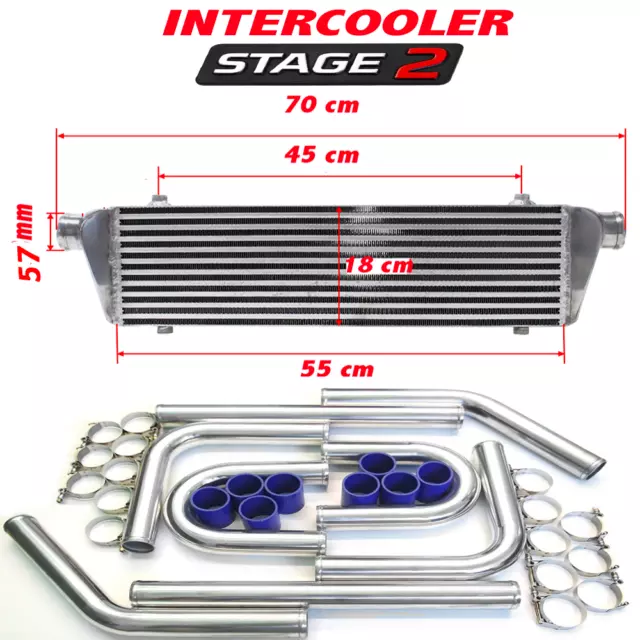 Intercooler frontale maggiorato stage 2 più kit giro tubi alluminio 57mm