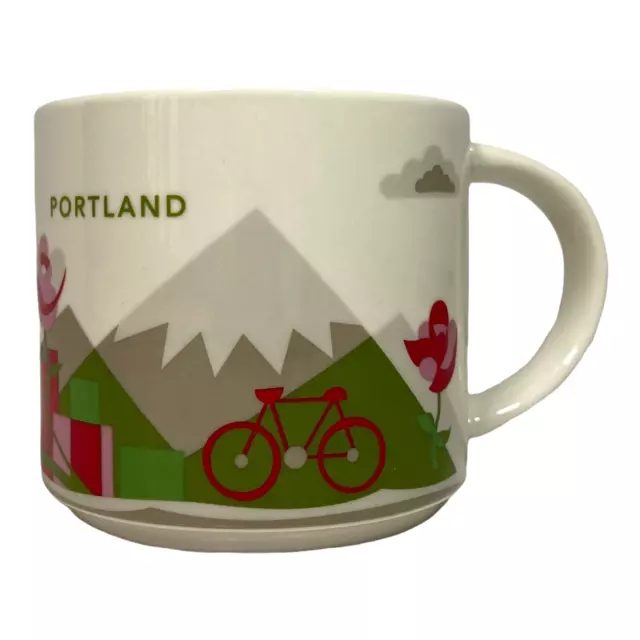 Starbucks Portland You Are Here Coffee Mug 14 Ounces 2015 Green Interior 3.5"