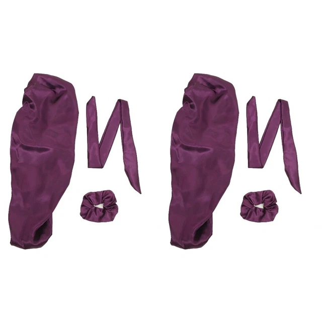 2 ensembles de sommeil du bandeau chapeau de cheveux bouclés en soie capuchon