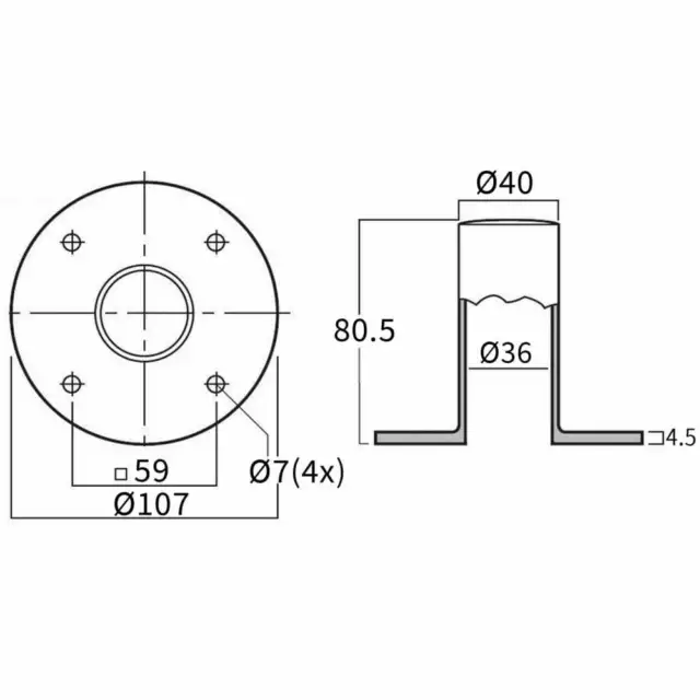 UKDJ Heavy Duty Aluminium Internal Top Hat Speaker Pole Mounting Socket 35mm 3