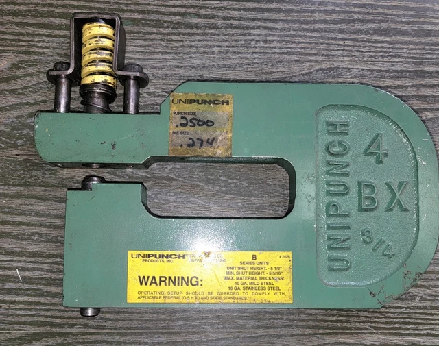 UNIPUNCH 4-BX-3/4 PUNCH DIE 10ga MILD STEEL 18ga STAINLESS