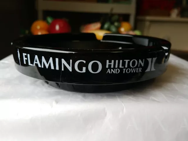 Flamingo Hilton and Tower Casino Black Ashtray Las Vegas Nevada 3