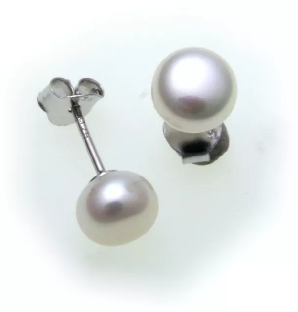 Boucles D'Oreilles Perles de Culture Blanc 7 MM Vrai Argent 925 Sterling Unisex