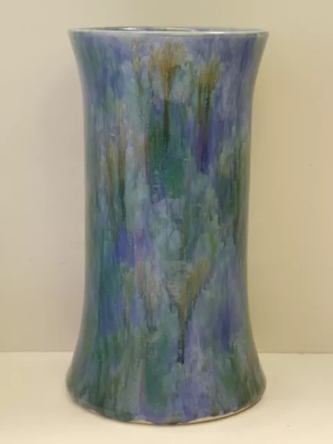 Fowler Blue Drip Glaze Art Deco Australian Pottery Flared Cylinder Vase