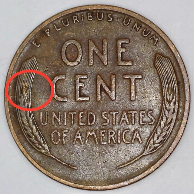 1931-D Lincoln Wheat Small Cent Penny 1C - SEMI-KEY DATE REVERSE DIE CHIP ERROR