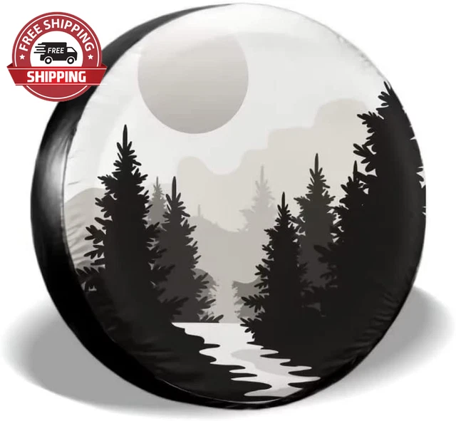 Abstract Moon Spare Tire Cover Mountain Tree Waterproof Dust-Proof Universal Spa
