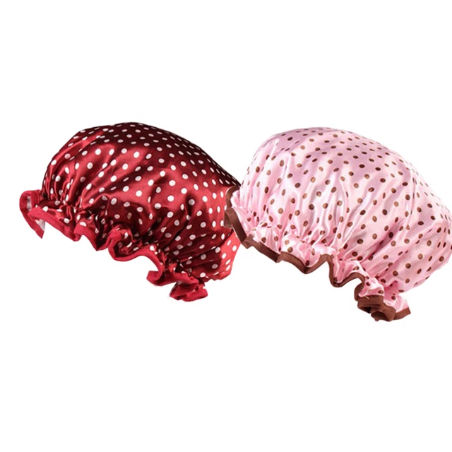 2 piezas gorro de ducha puntos patrón impermeable gorro de ducha elástico