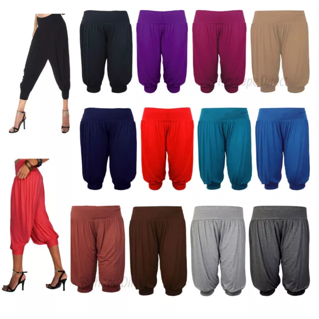 Womens Ladies 3/4 Harem Baggy Shorts Women Plain Cropped Alibaba Trouser Pants