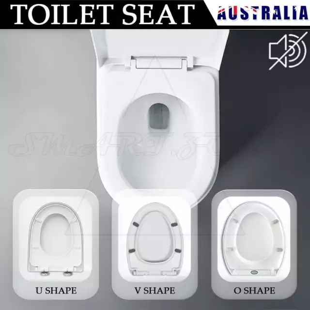 Toilet Seat Soft Close Quick Release Top Fixing Hinge Universal White O/U/VShape