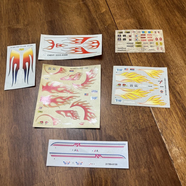 LOT OF 6 Vintage Model Car Decal Sheets For 1/25 Scale Model Cars 22.