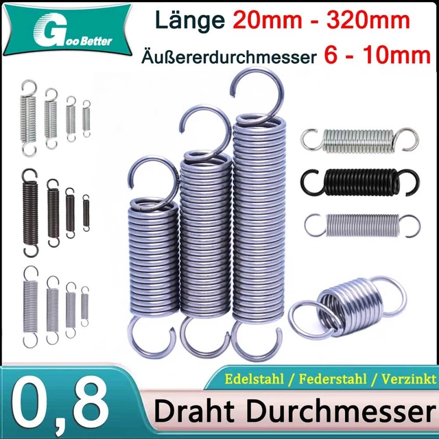 Molla di trazione 0,8 mm filo diametro molla di scarico gancio occhielli tensione molla a spirale
