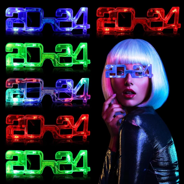 6 PIECES 2024 Light up Glasses 2024 New Year Glasses LED Number