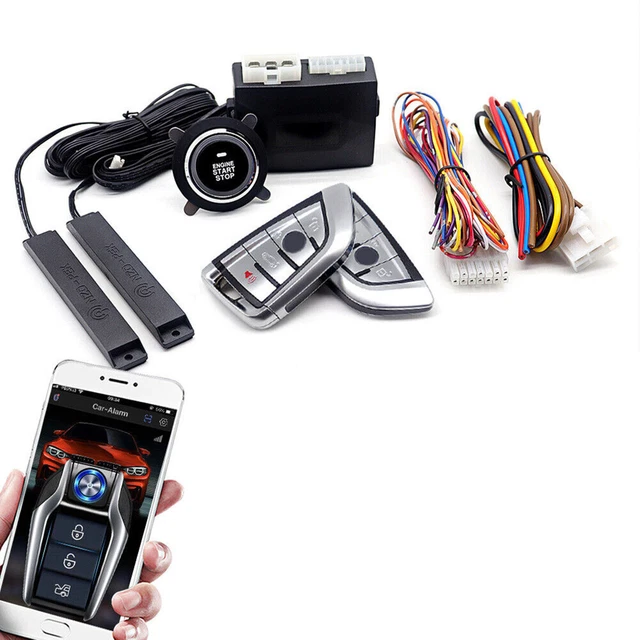 PKE Keyless Entry Engine Security Alarm System One-Key Starter Stop Button Car