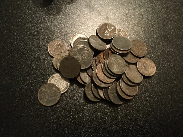 Shotgun Roll of 1943 Steel Wheat Pennies - 50 Cents