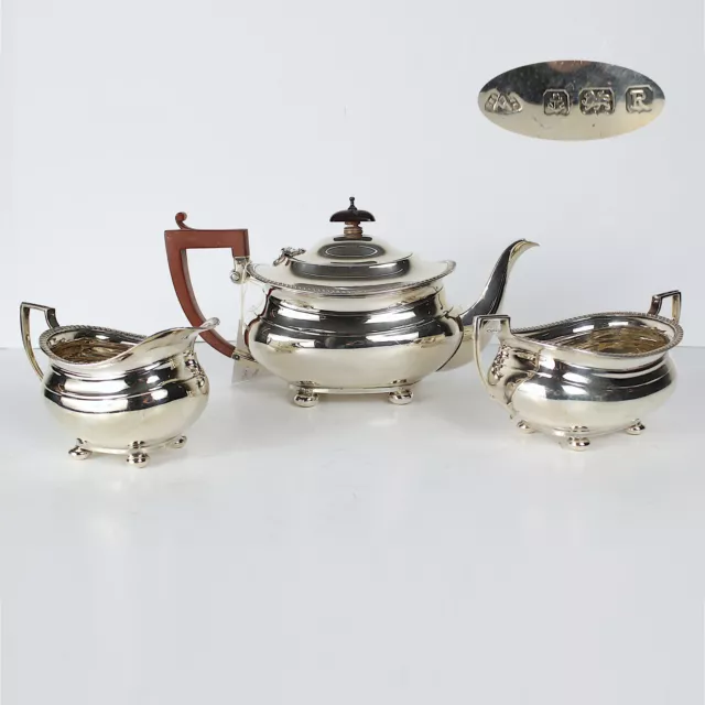 Antico servizio da the inglese in argento 925 sterling teiera d'epoca set tè
