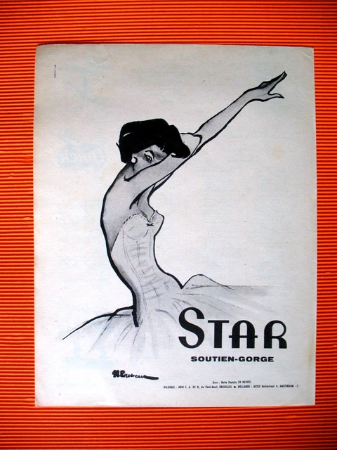 Star Press Advertisement Lingerie Bra Illustration Rousseau Ad 1958