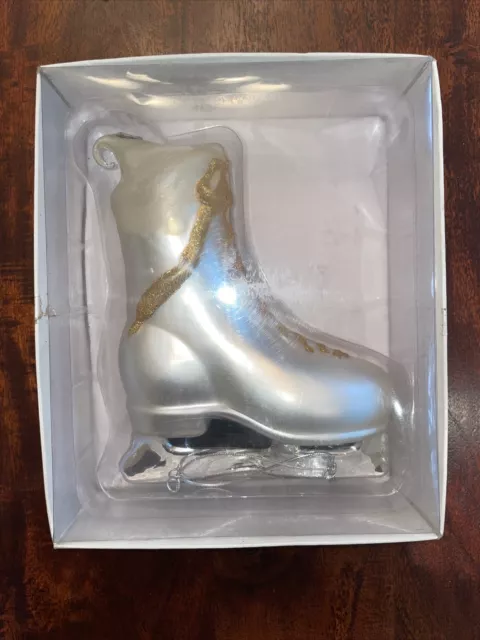 Department 56 Oversized Hand Painted Mercury Glass Ice Skate Ornament in Box