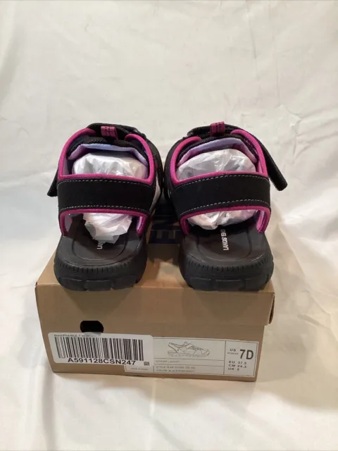 New In Box - Women’s Lands' End Closed Toe Sport Sandals - Black/Pink - 7 Wide