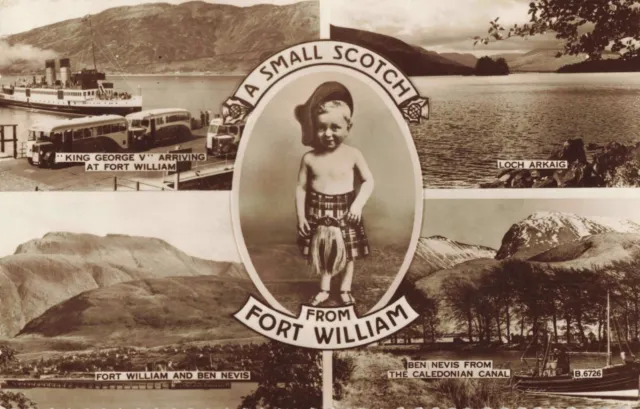 Postcard Fort William Small Scotch Boy Multi View Scotland UK Antique