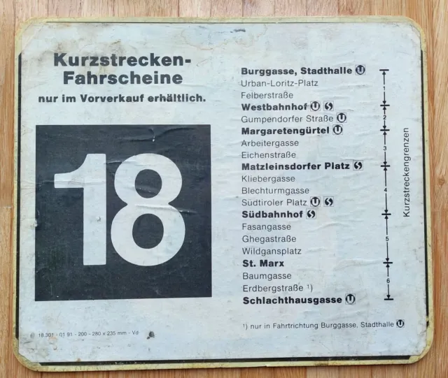 Straßenbahn Wien -  1-fach Streckentafel, Liniennummer (Linie 18)