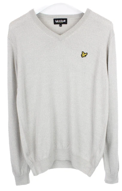 Lyle & Scott Maglione Uomo ~ Grande Pullover Lana Merino Maglia Scollo A V