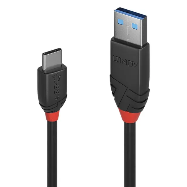 LINDY 36915 USB 3.2 Type A to C Cable, 10Gbps, Black Line, 0.5m