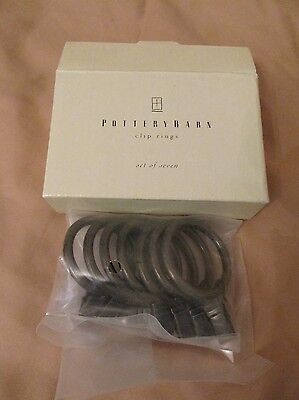 Brand New Set of 7 Pottery Barn Standard Curtain Rod Antique Brass Clip Rings