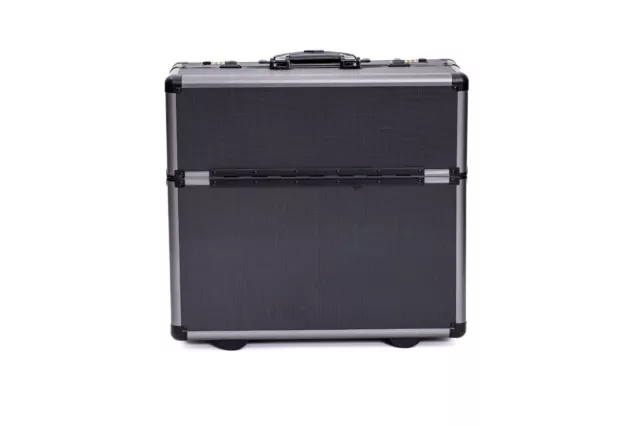 Pro XL Black / Gun Metal Aluminium Pilot Wheeled Trolley Case Hard Briefcase