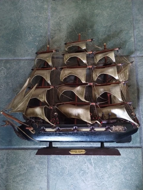 Antique Ship Wooden "Fragata Espanola"  Year: 1780, Approx 14" X 18"