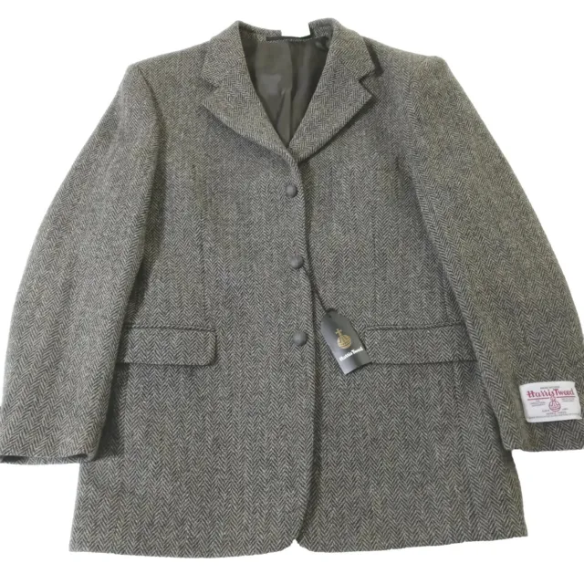 Harris Tweed Hand Woven Wool Brown Gray Sport Coat JACKET Blazer EU 54 / US 38T