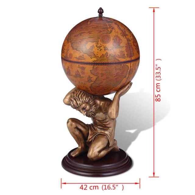 Globe Wine Rack Wood Liquor Bottle Stand Nautical Map Bar Glass Holder Cabinet