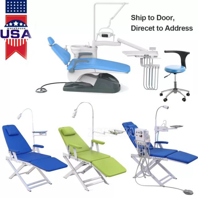 Dental Unit Chair Computer Controlled Motor+Stool/Simple Folding Chair Turbine