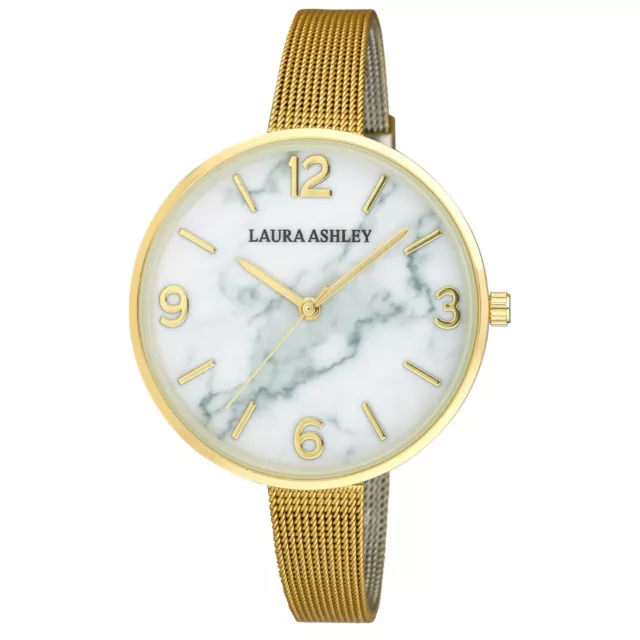 Laura Ashley Ladies Marbleized Dial Skinny Mesh Band Watch Comes in A Gift Box