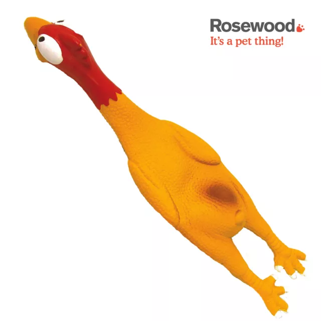 Rosewood Latex Rubber Chicken Squeaky Dog Toy Comedy Funny Joke Meme Fun Puppy