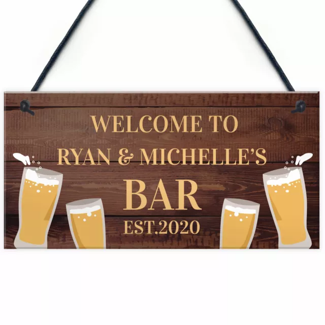 Personalised Bar Sign For Home Bar Pub Shed Garage Garden Plaque Alcohol Gift