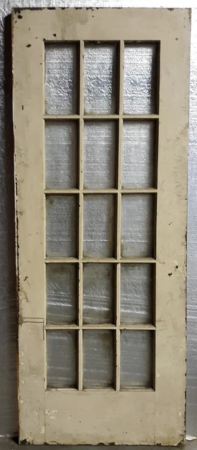 30x79.5"x1.75" Antique Vintage Old Wood Wooden Exterior French Door Window Glass