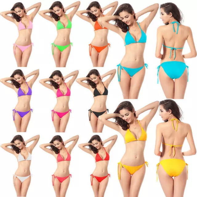 Female Sexy Tiny Bikini Set Women's Swimwear Triangle Sea Push Up Swimsuit Beach