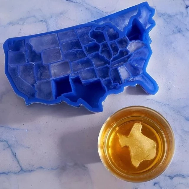 SILICONE USA UNITED States Map Ice Cube Mold Tray Reusable, BPA Free
